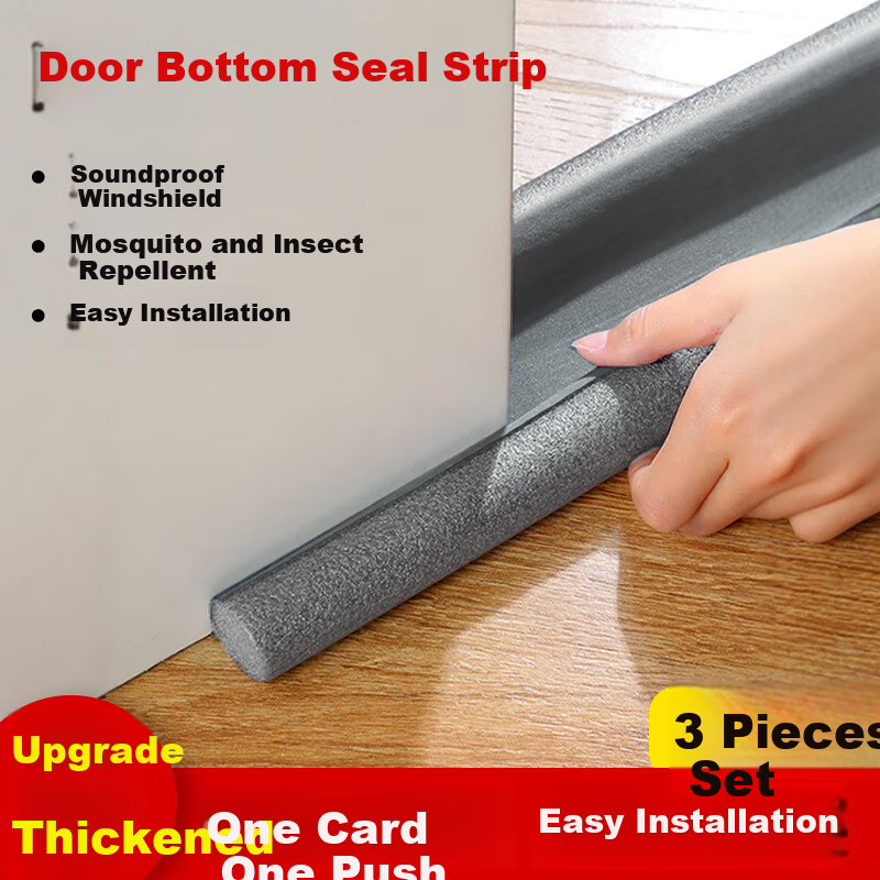 Jinlongxing 3-Pack Door Bottom Seal Strip for Soundproofing & Windproofing