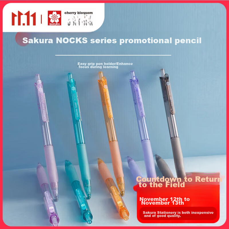 SAKURA NOCKS 0.5mm Mechanical Pencil - Triangular Grip, Orange, for Students & Artists