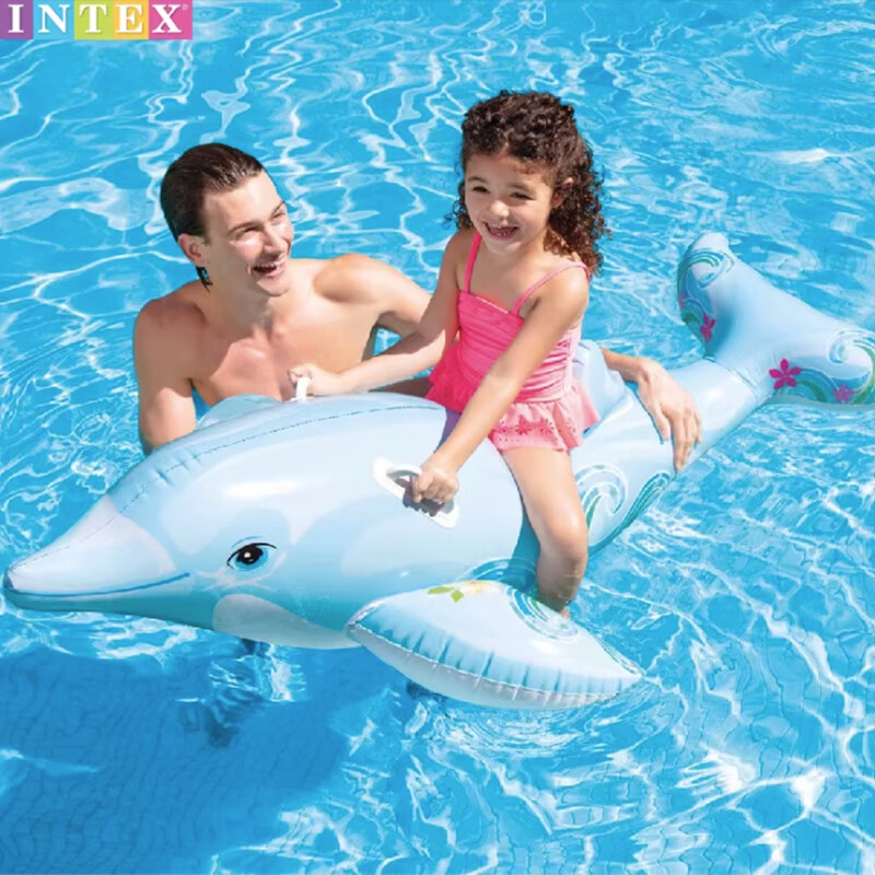 INTEX Dolphin Inflatable Ride-On Swimming Ring for Kids & Adults