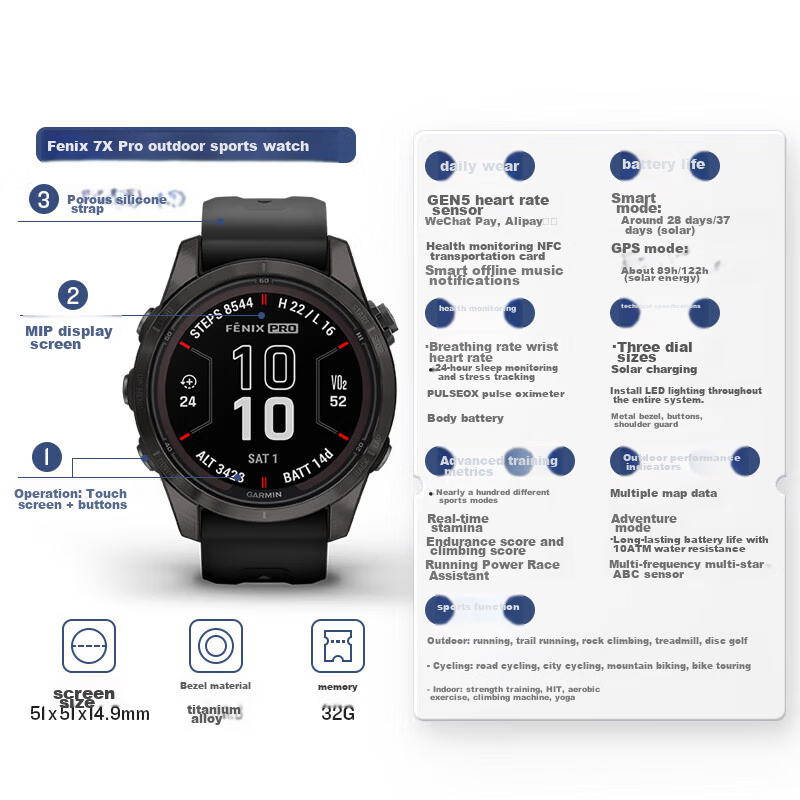 Garmin Fenix 7X Pro Solar Premium Edition (51mm) Outdoor Sports Watch