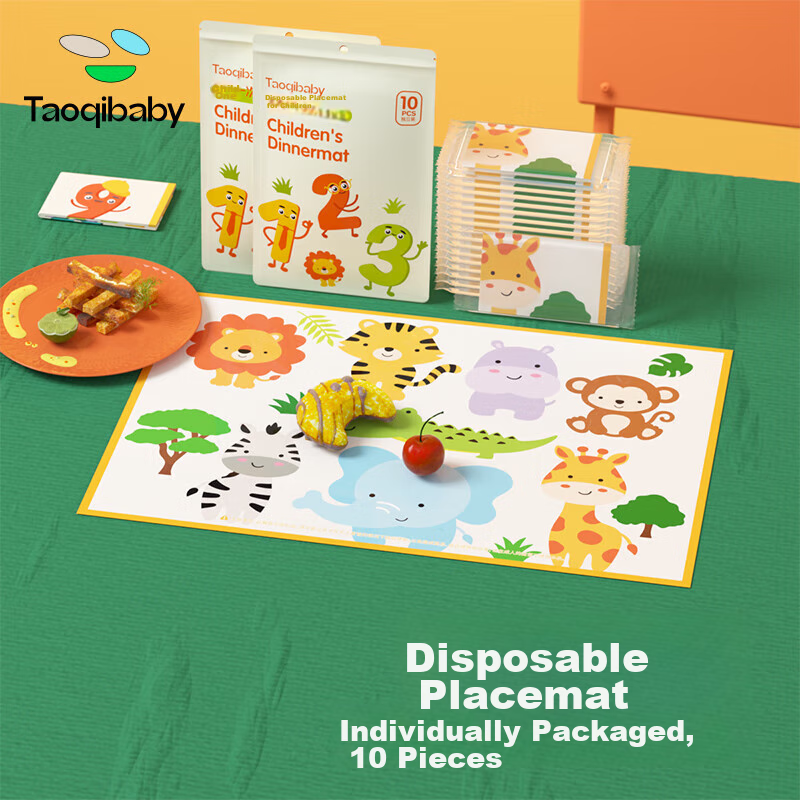 Taoqibaby Disposable Meal Mats – 20 Waterproof Placemats for Kids (10/Bag x2)