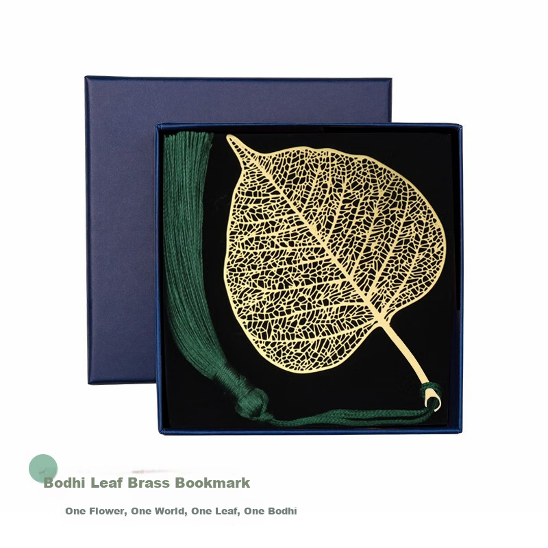 TaTanice Brass Bodhi Leaf Bookmark - Chinese-Style Gift for Book Lovers