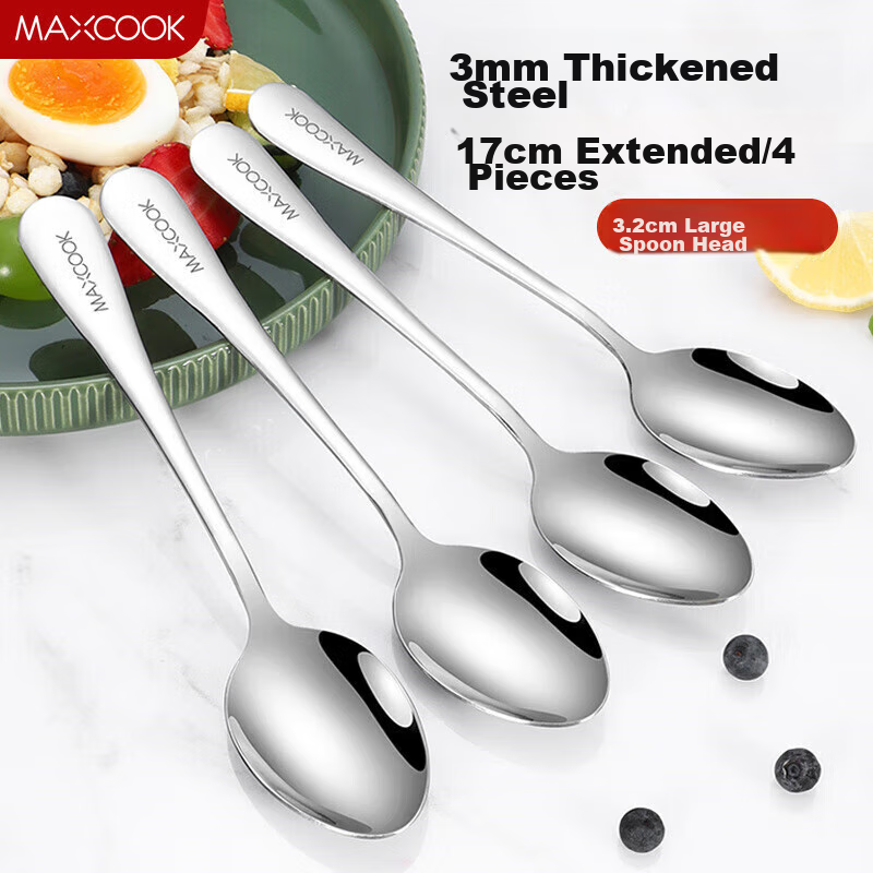 Maxcook Stainless Steel Tablespoon Set of 4 - Durable Soup Ladles & Rice Spoons