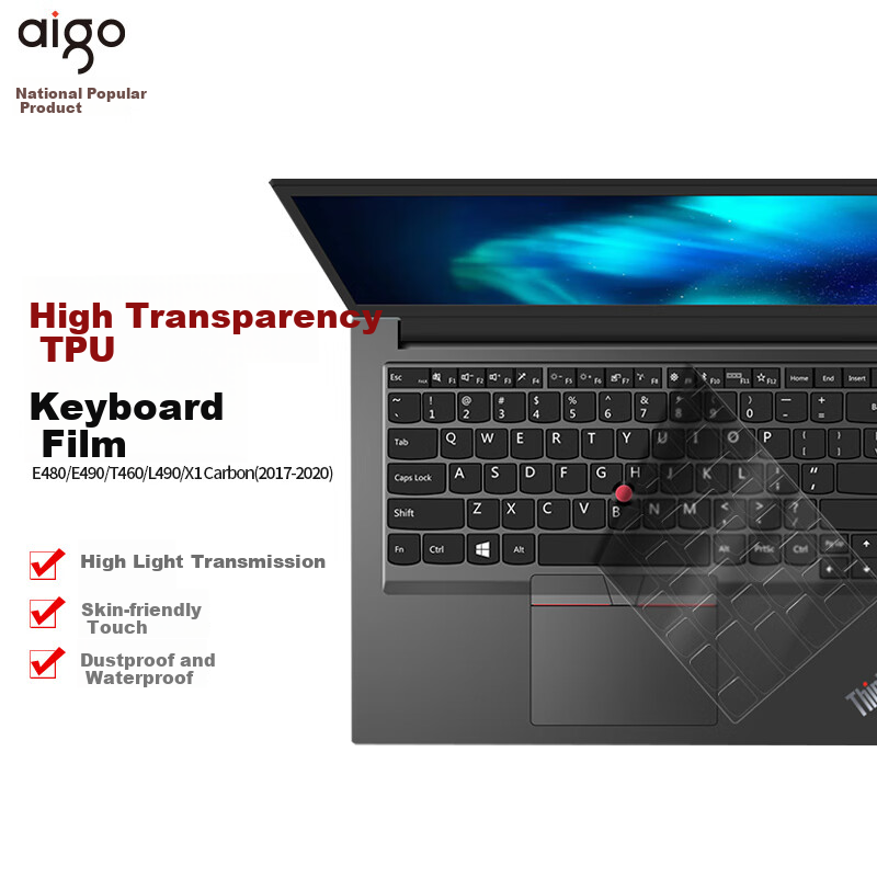 Aigo Waterproof Keyboard Cover for Lenovo ThinkPad E480/E490/T460 (2017-2020)