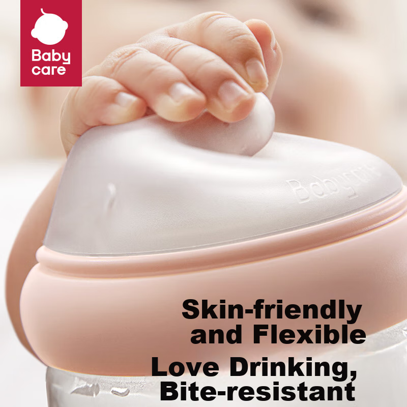 Babycare Anti-Colic Glass Bottle, Wide-Neck 100ml for Newborns 0-6 Months
