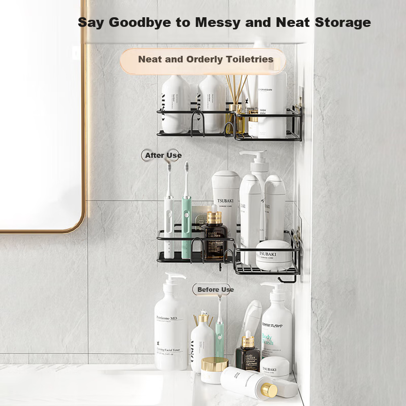 Bingyou No Drill Corner Shelves Set of 2 for Bathroom & Kitchen
