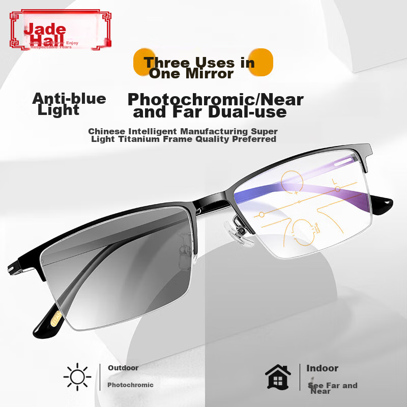 Yupintang Smart Zoom Reading Glasses - Titanium Frame with Blue Light Protection