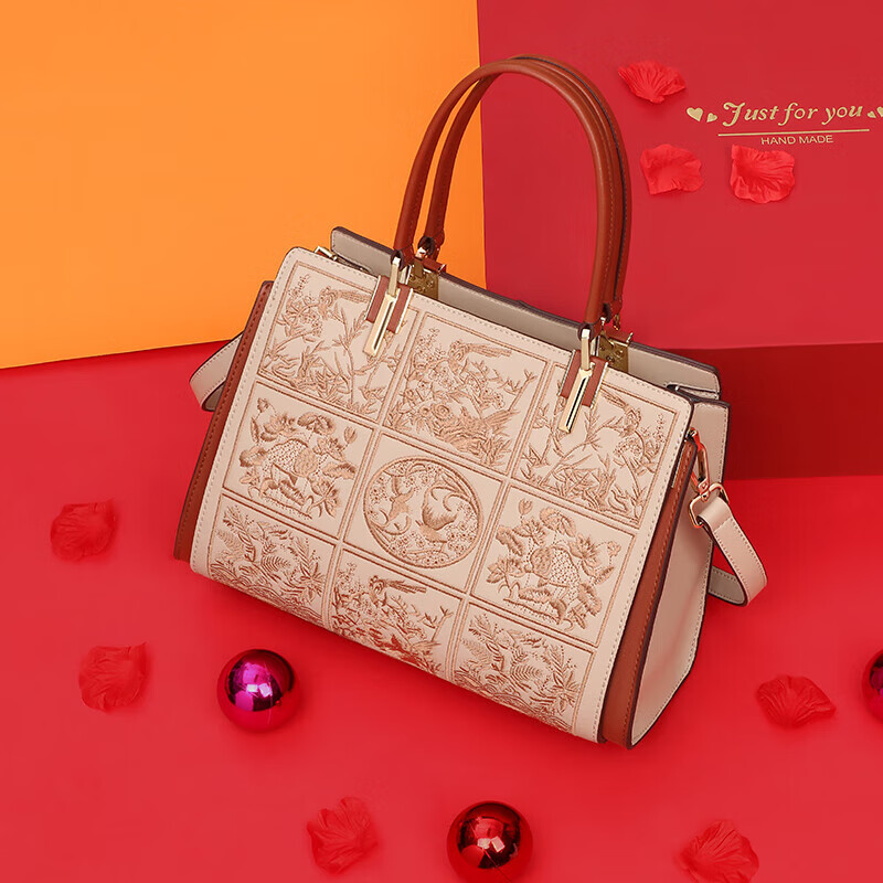 Viney Women's Beige Leather Crossbody Tote Bag – Elegant Gift for Mothers