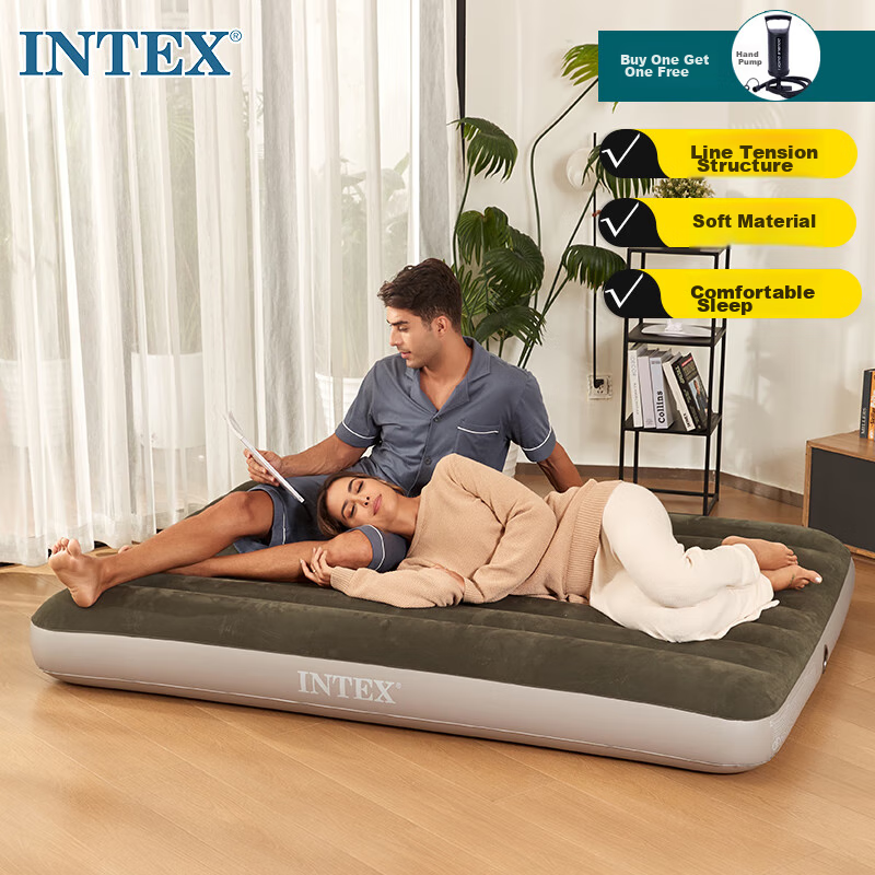 INTEX 64108W Inflatable Mattress - Moisture-Proof Camping & Car Bed for Home/Outdoor Use