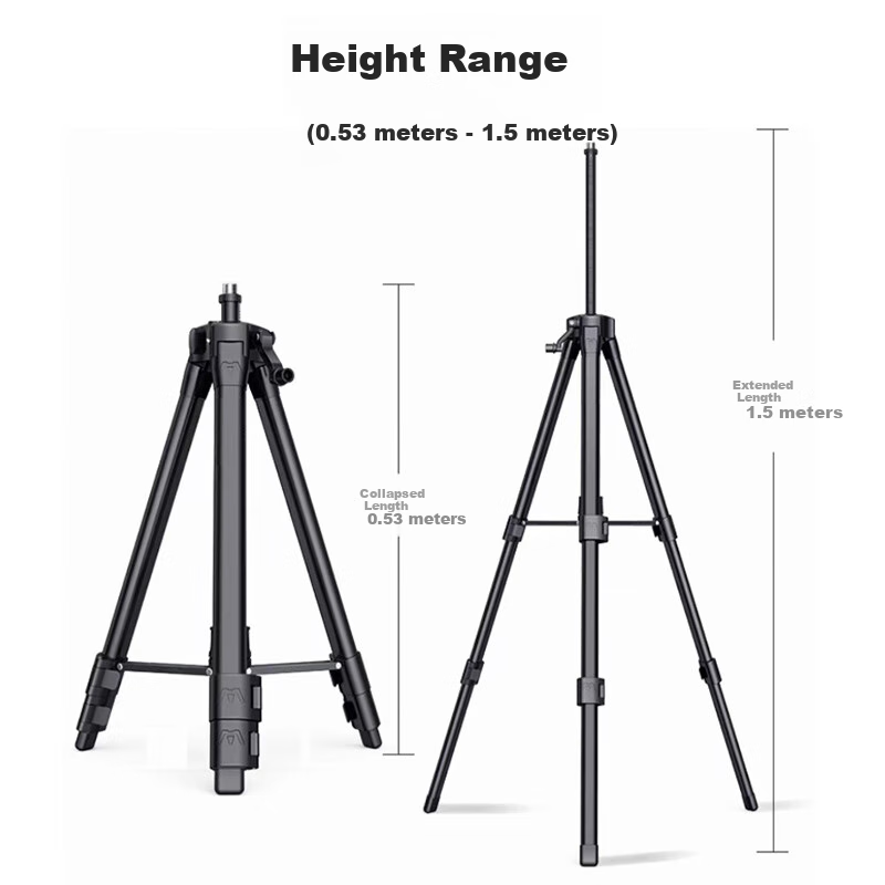 Zhunxin 1.5m Leveling Tripod Stand with Bubble Level - Durable Aluminum, Professional Use