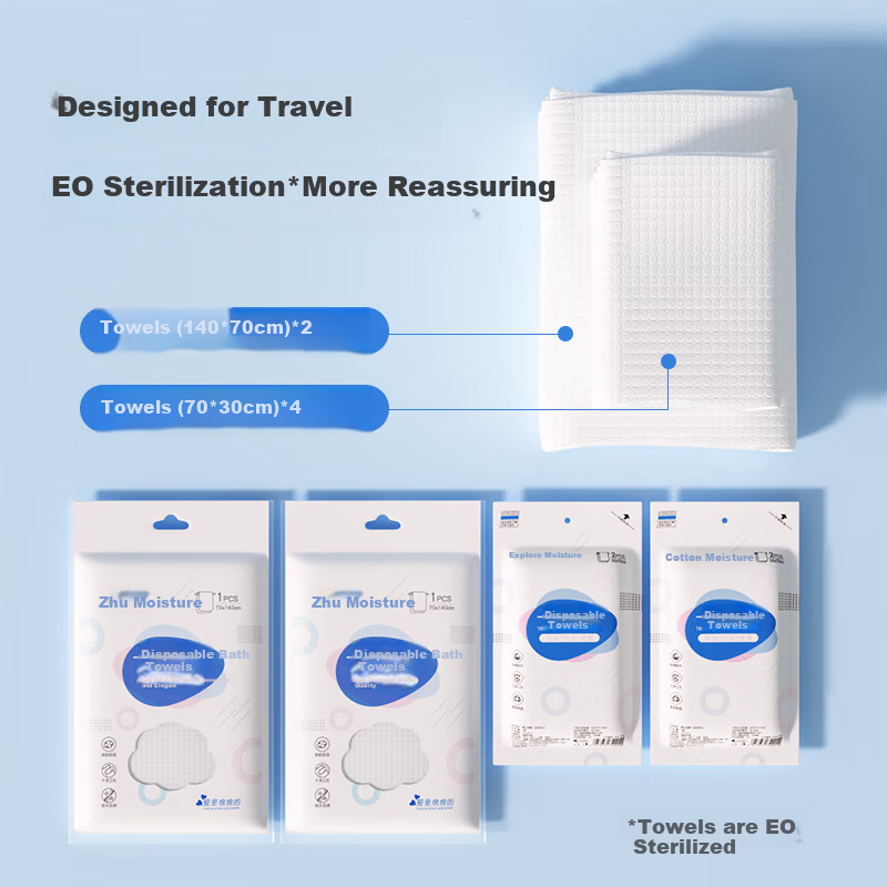 Mianzhirun Disposable Bath Towels Set - 2 Large Bath + 4 Hand Towels for Travel & Hotel Use