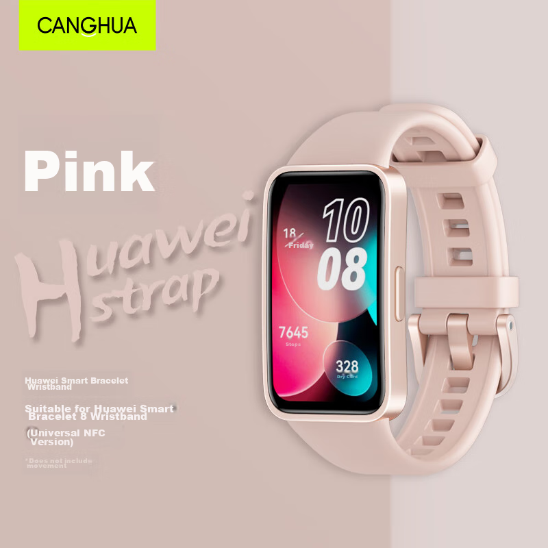 CangHua Huawei Band 8/9/10 NFC Silicone Strap - Pink