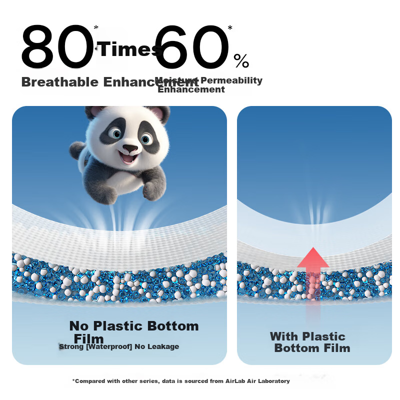 Bibabaobei Panda M Diapers 50pcs Ultra-Breathable for 6-11kg Babies Autumn/Winter