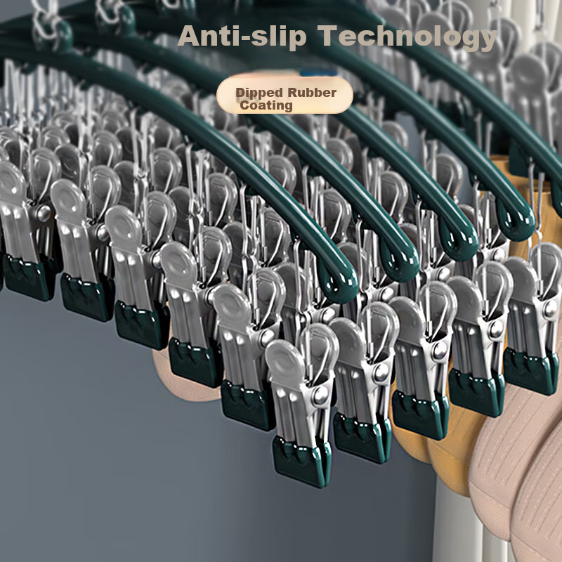 Bingyou Nano Non-Slip Sock Hanger 10 Clips - Windproof Drying Rack