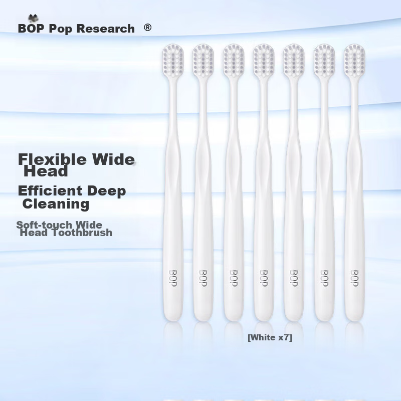 Bop High-Density Soft Bristle Wide-Head Toothbrush, Asian Oral Care, 7-Pack
