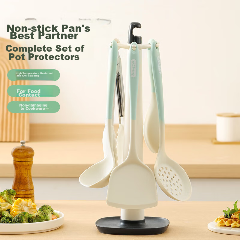 BAYCO 6-Piece Heat-Resistant Silicone Spatula Set with Ladles and Utensils