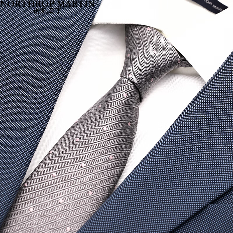 NORTHROP MARTIN Men's High-End Silk Tie - Formal Business, Wedding Groom Gift Gray