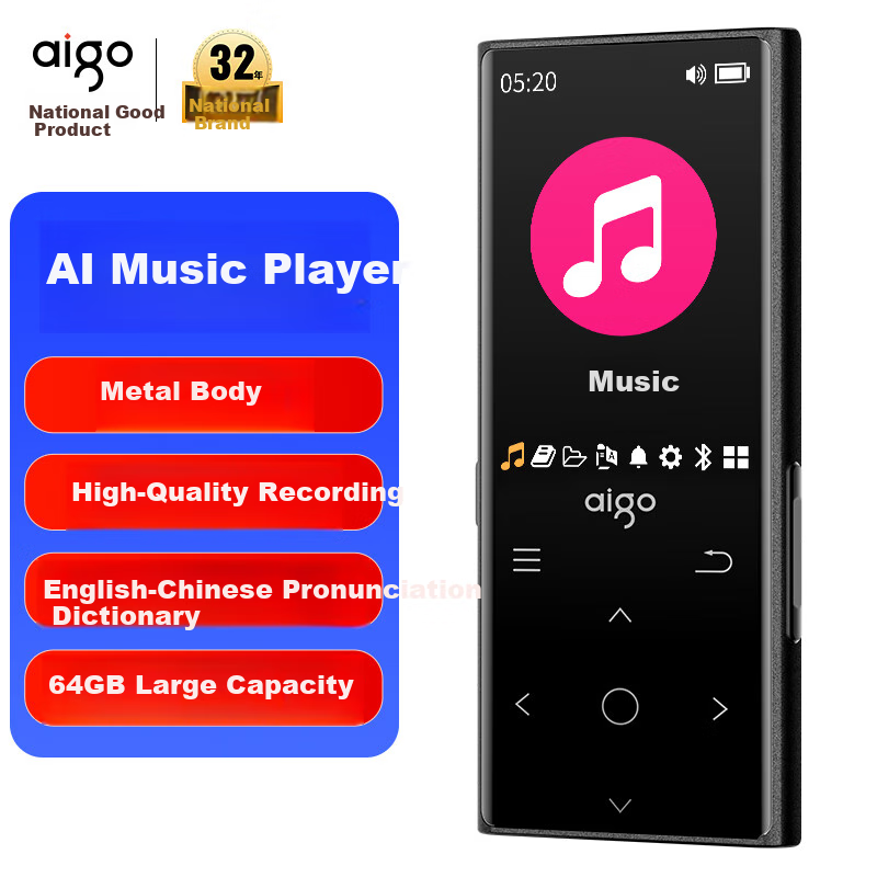Aigo E-Ink MP3/MP4 Player with Bluetooth 5.4