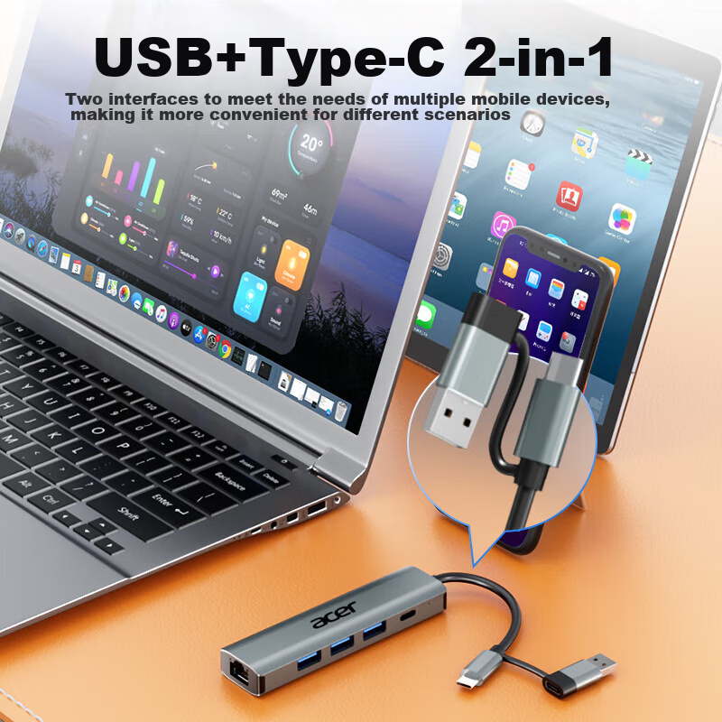 Acer Type-C to Gigabit Ethernet Hub with USB 3.0 Ports