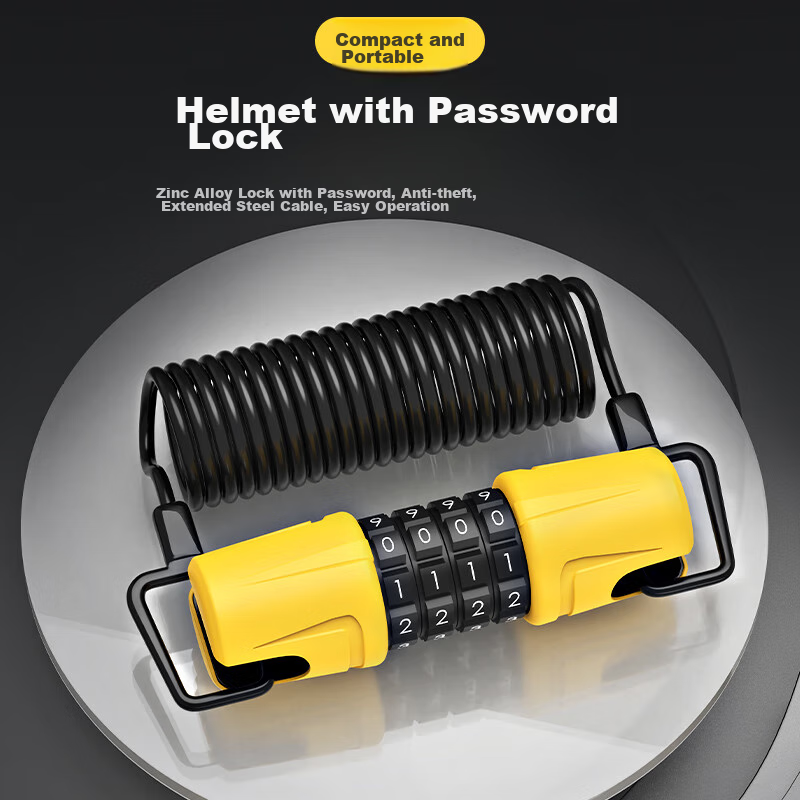 Move Iron 4-Digit Password Bicycle Lock with Steel Cable - Waterproof & Rustproof