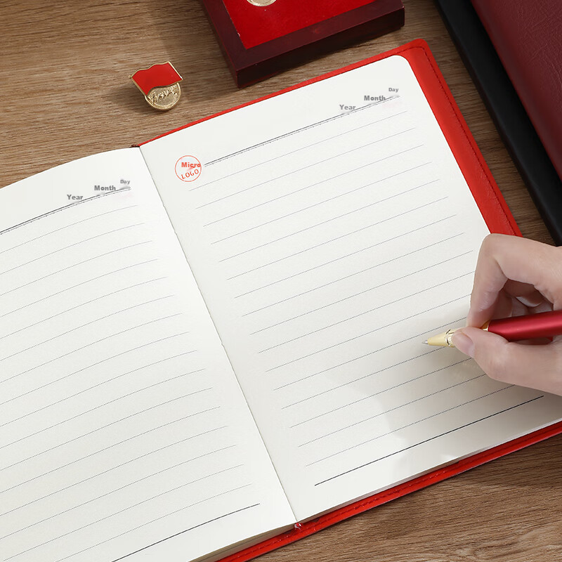 Jiaranheng B5 Party Study Notebook - Black, 224 Pages Faux Leather Customizable