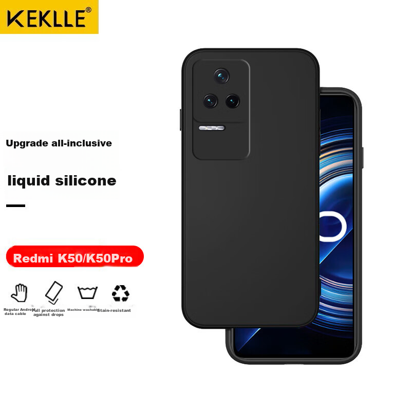 KEKLLE Redmi K50/K50 Pro Shockproof Liquid Silicone Case - Midnight Black