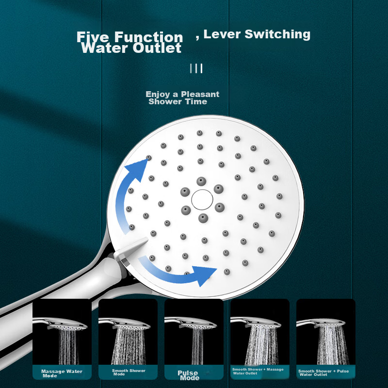 MICOE 5-Function Pressurized Handheld Shower Head Set – Upgraded Panel with Rainfall & Pulse Modes