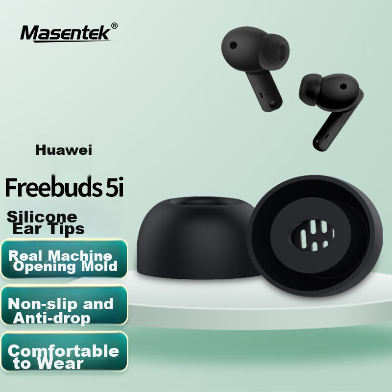 Masentek Earphone Eartips for Huawei Freebuds 5i/4i & Honor Earbuds, Medium, Black