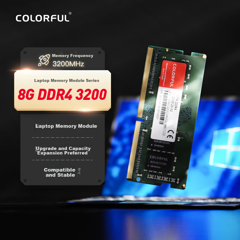 Colorful 8GB DDR4 3200MHz Laptop RAM - High-Speed Memory Upgrade