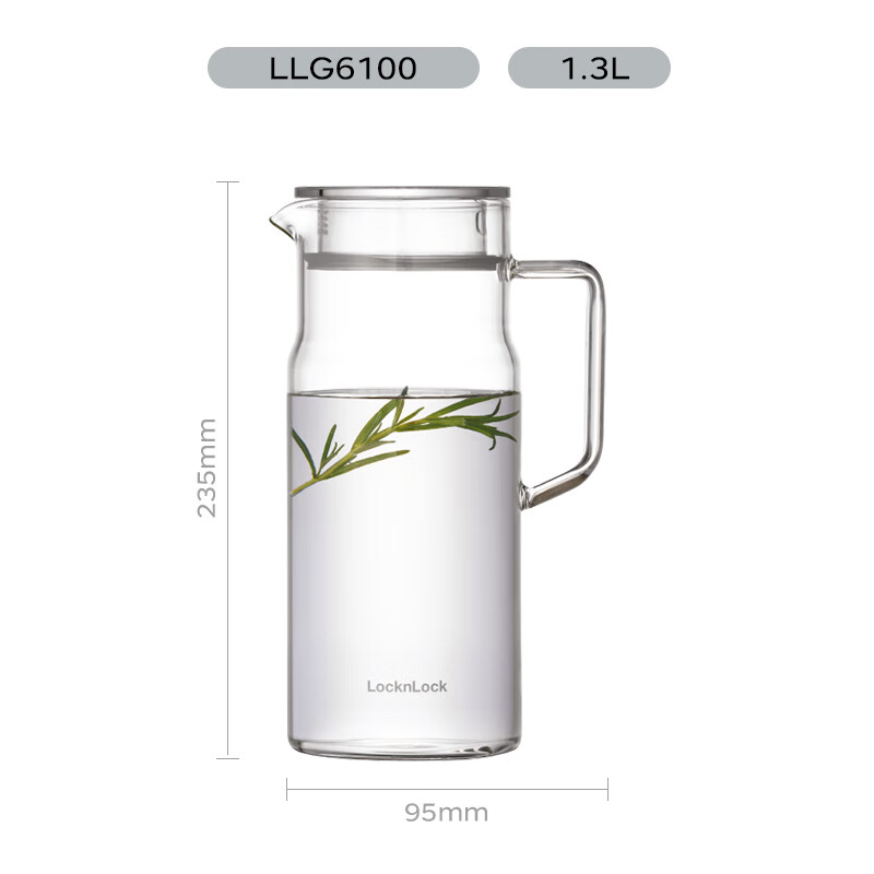 LOCK&LOCK Transparent Lid Cold Water Pitcher (1.3L) - Heat-Resistant Glass Teapot with Handle for Home Use