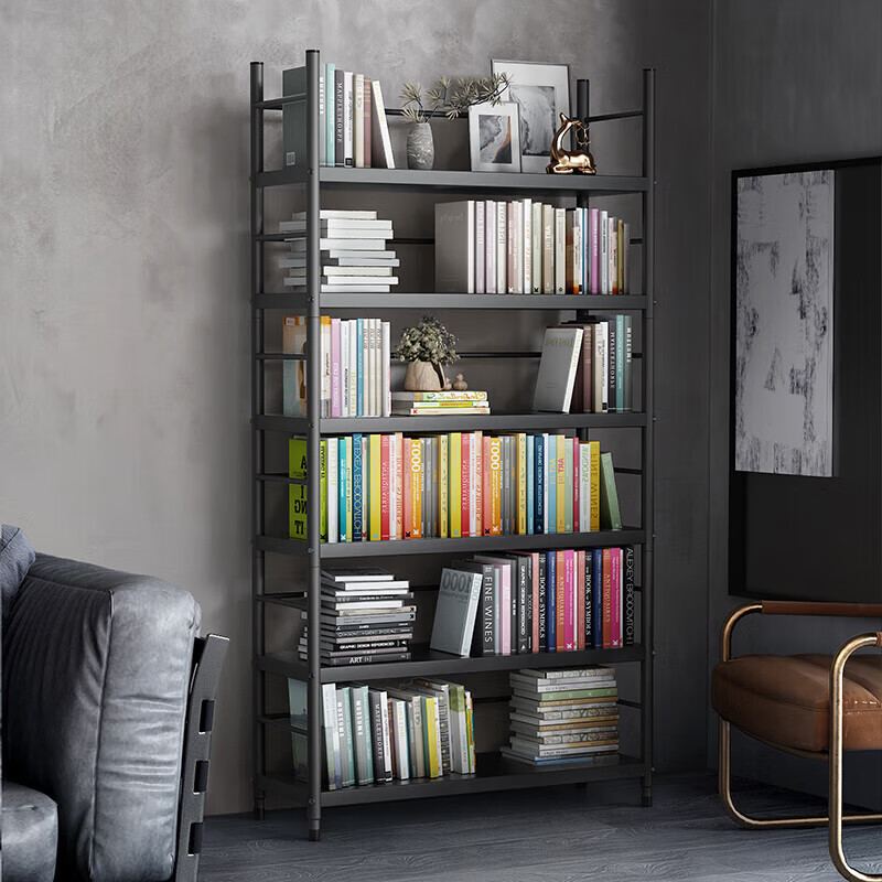 ANERYA Steel 6-Layer Bookshelf, 82cm Floor-Standing Storage Rack