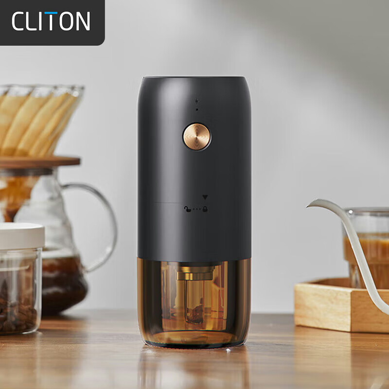 CLITON Electric Coffee Grinder with Precision Steel Core & Amber Finish