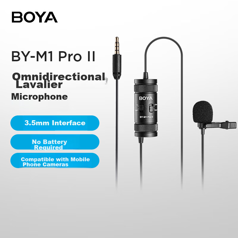 BOYA M1Pro II 6m Lavalier Mic for Phones/Cameras