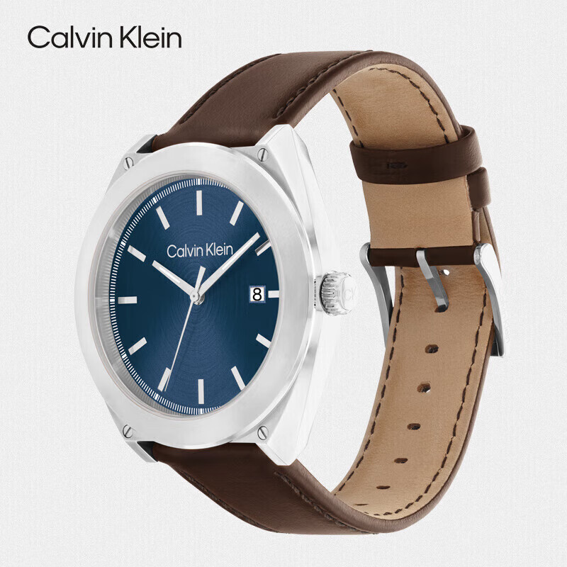 Calvin Klein Men's Vintage Leather Strap Watch - Bold Avant-Garde Design