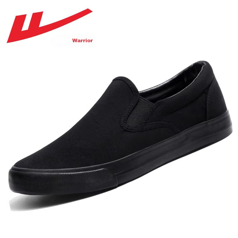 Warrior Men's Casual Canvas Slip-On Shoes - Black, Size 43