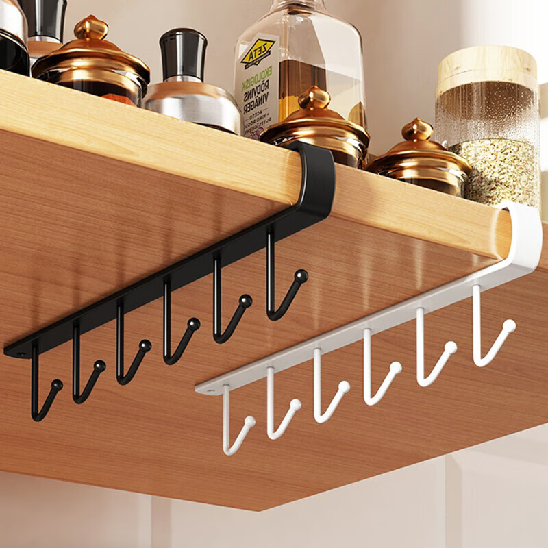 PINYU 2-Pack Under-Cabinet Kitchen Hooks – Durable Steel Hooks for Kitchen & Bathroom Storage