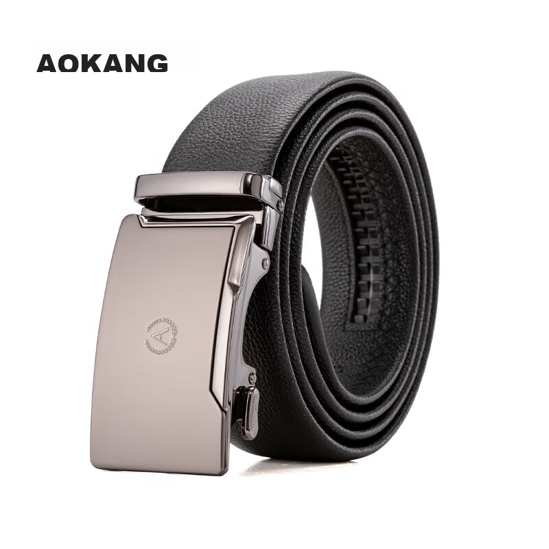 Aokang Men's Automatic Buckle Belt - Top-Grain Leather, Business Style, Perfect Gift