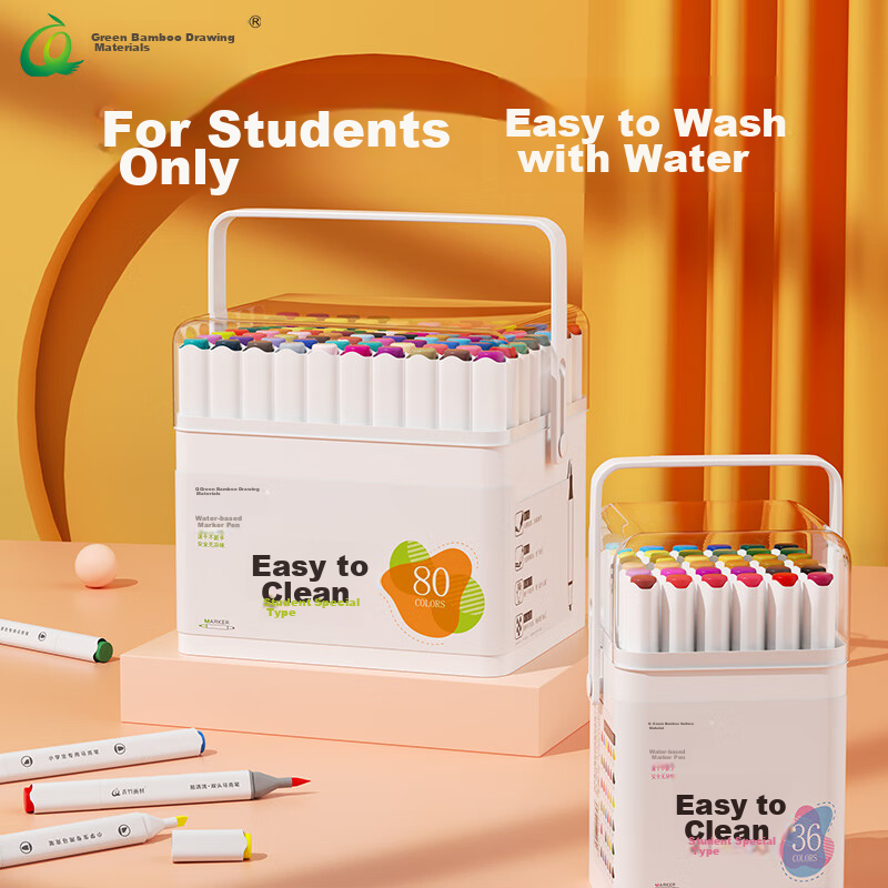 CHINJOO 80-Color Kids' Markers - Water-Based, Non-Toxic, Dual-Tip Art Set for Students