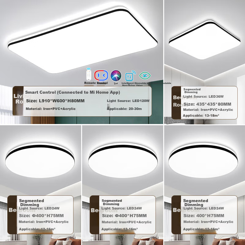 NVC Modern LED Ceiling Light with 3-Color Dimming for Living Rooms