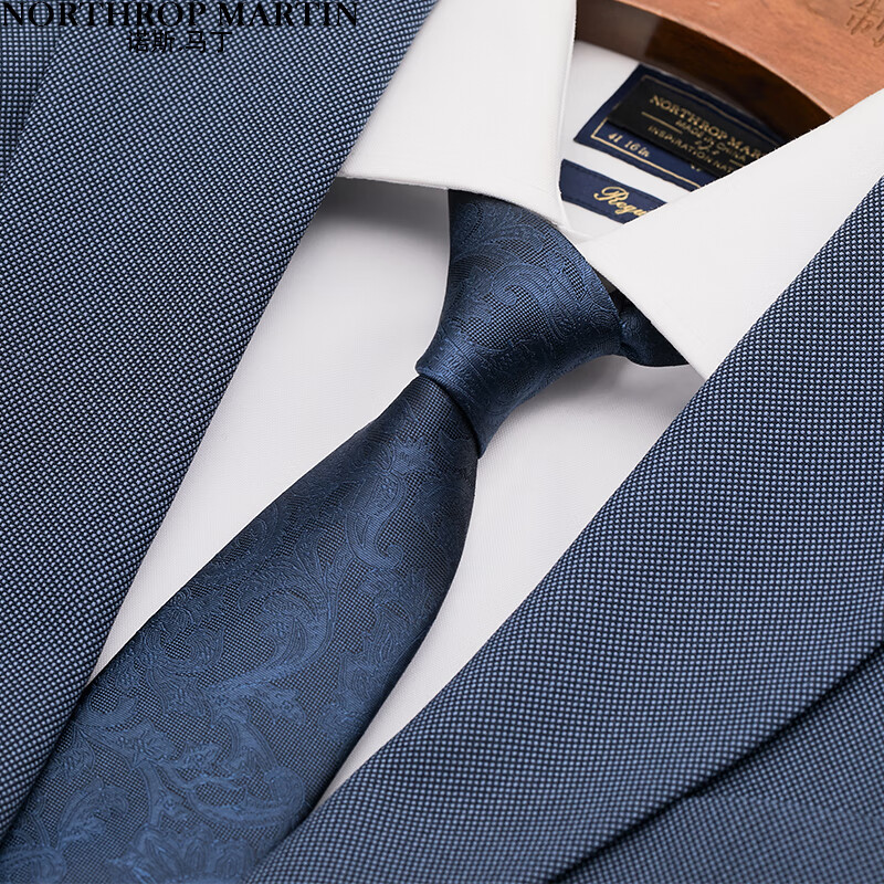 NORTHROP MARTIN Men's Blue Silk Tie - Formal Business & Wedding Groom Gift