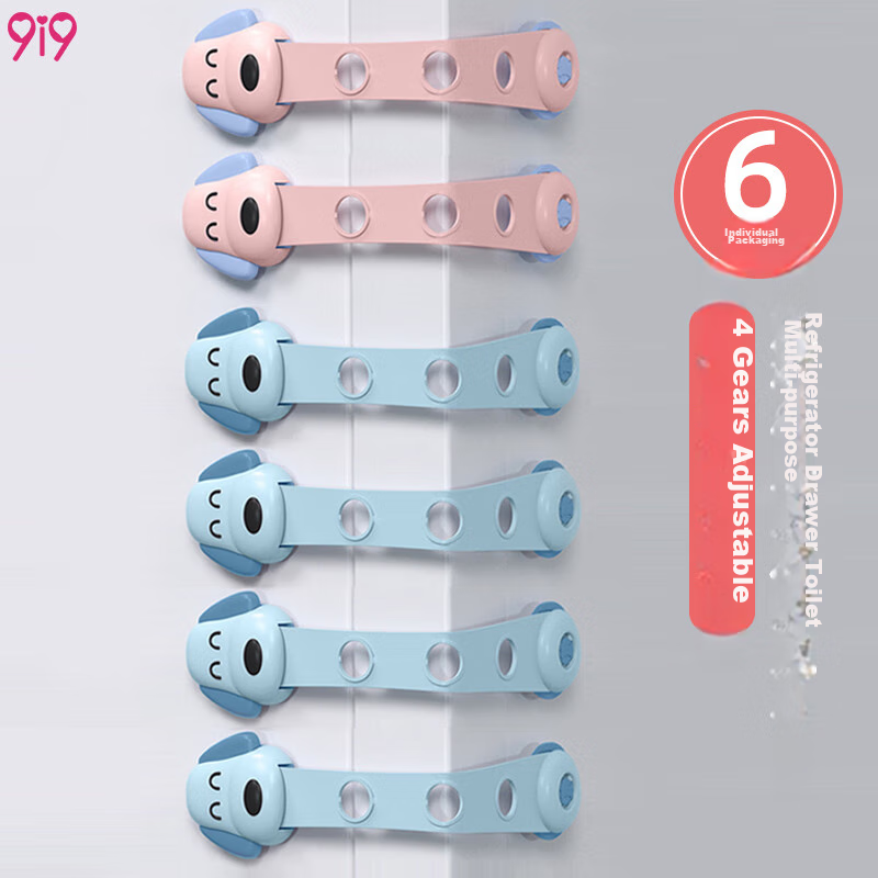 9i9 Child Safety Lock 6-Pack - Anti-Child Door Opener with Cartoon Dog Design for Cabinets & Drawers