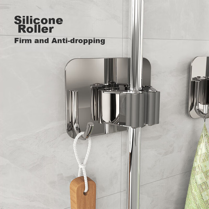 Four Thousand Kilometers 304 Stainless Steel Mop Hook 2-Pack No Drilling