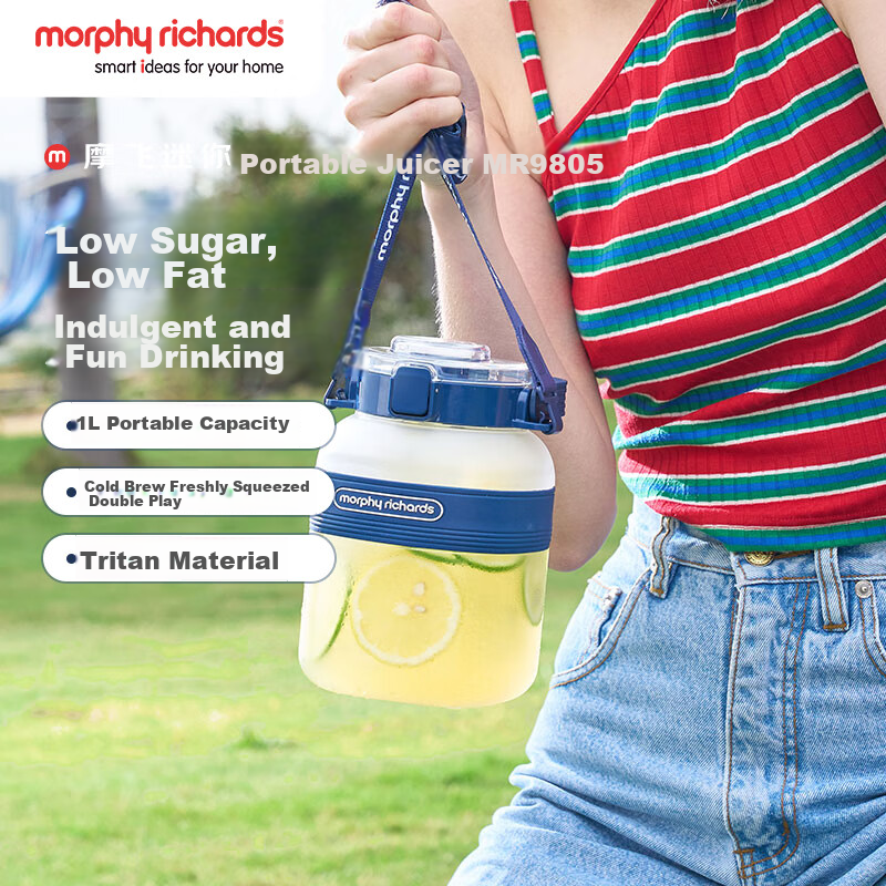 Morphyrichards Portable Juicer Cup with Wireless Charging - 1L, Blue