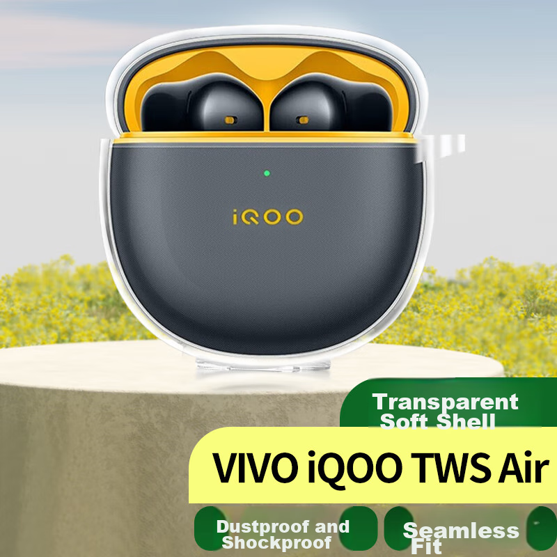 Masentek Transparent Soft Shell Case for VIVO IQOO TWS Air & Pro – Anti-Fall Charging Accessory