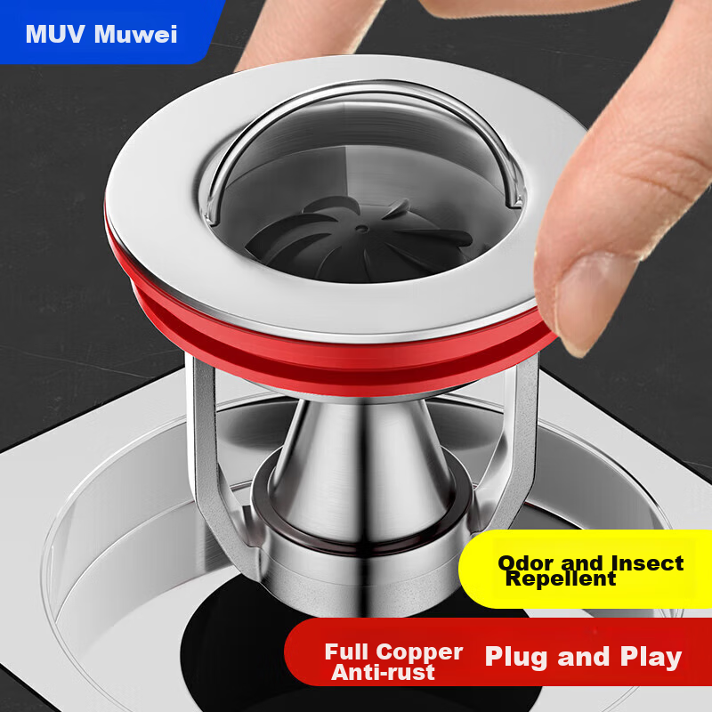 Muvi Drain Anti-Odor Core - Magnetic Levitation Deodorizer for Bathroom, Kitchen, and Balcony Drains
