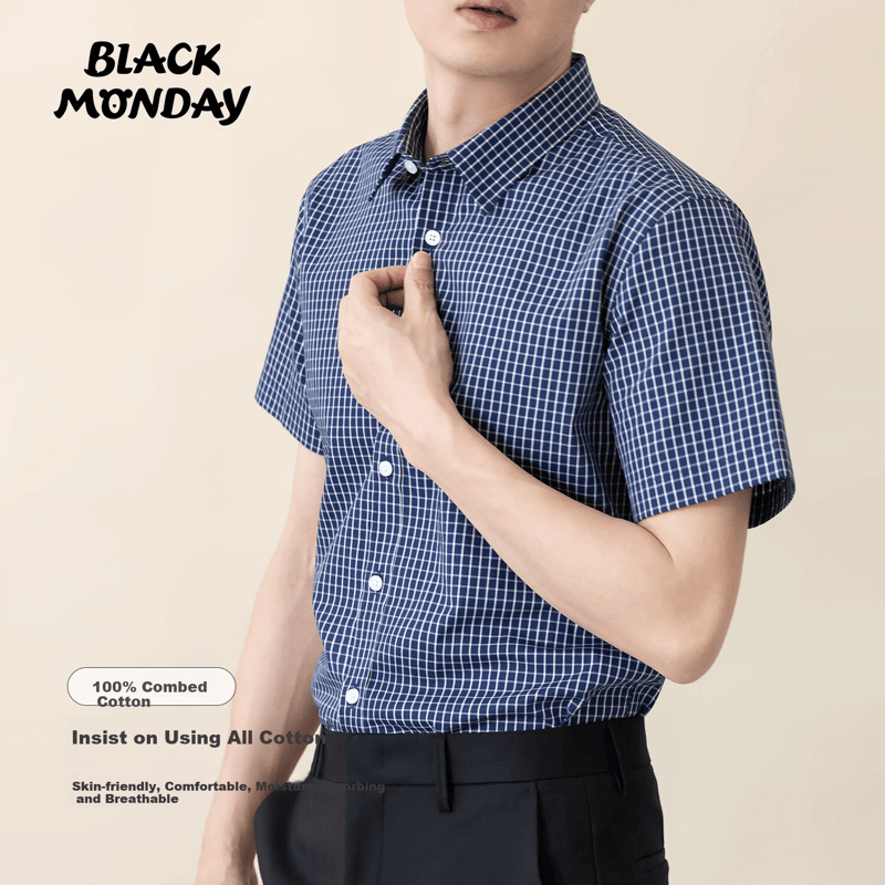 BLACKMONDAY Pure Cotton Plaid Shirt