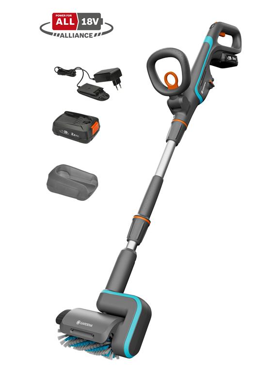 Gardena Battery AquaBrush Patio Set – 18V Multi Cleaner for Wooden Decking