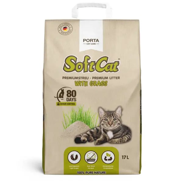 Porta Cat Care - Catlitter - SoftCat Paper Bag - Grass - 17 L