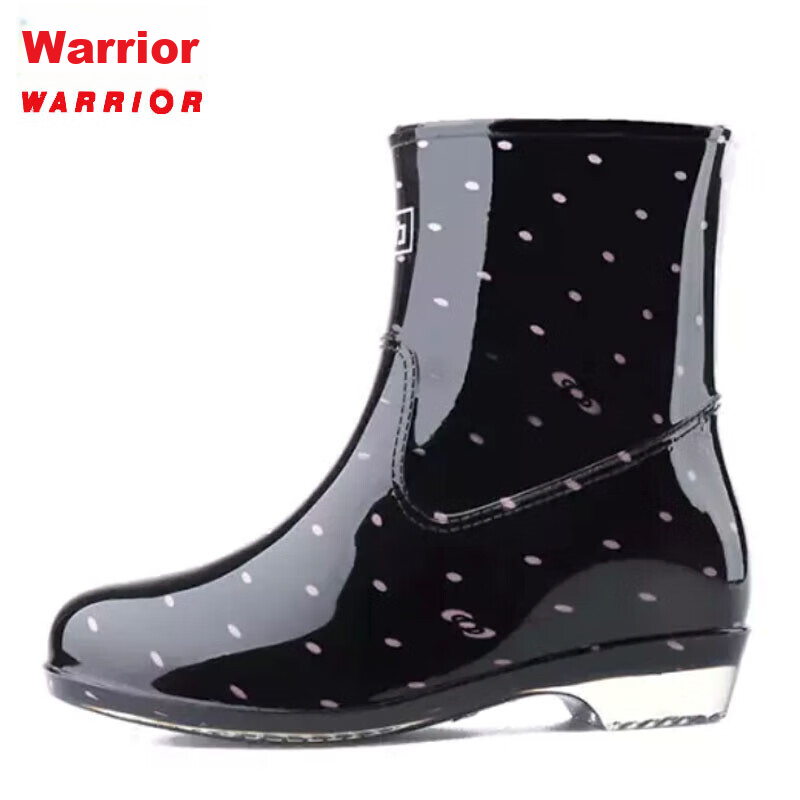 Huili Women's Rain Boots HL523 Pink Dot Black Size 38