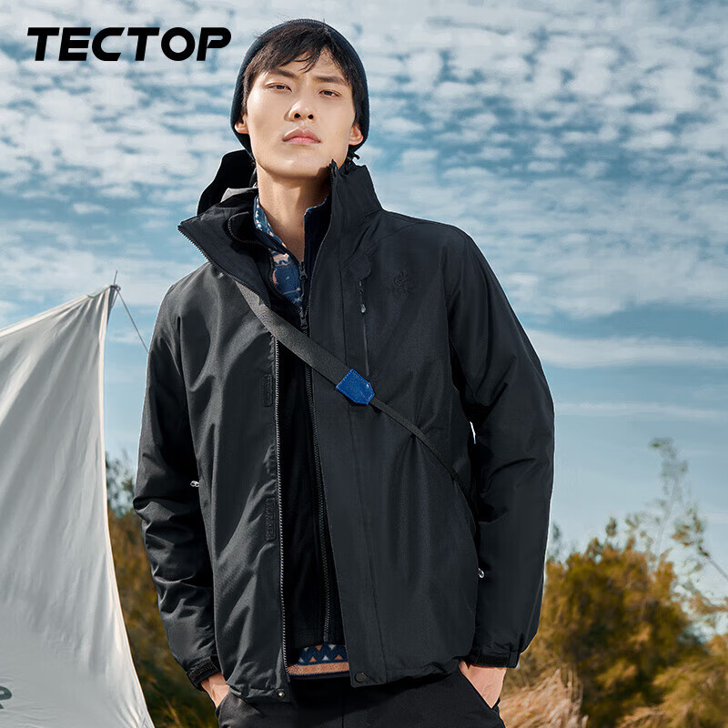 TECTOP Men's 3-in-1 Windbreaker Jacket Black 3XL